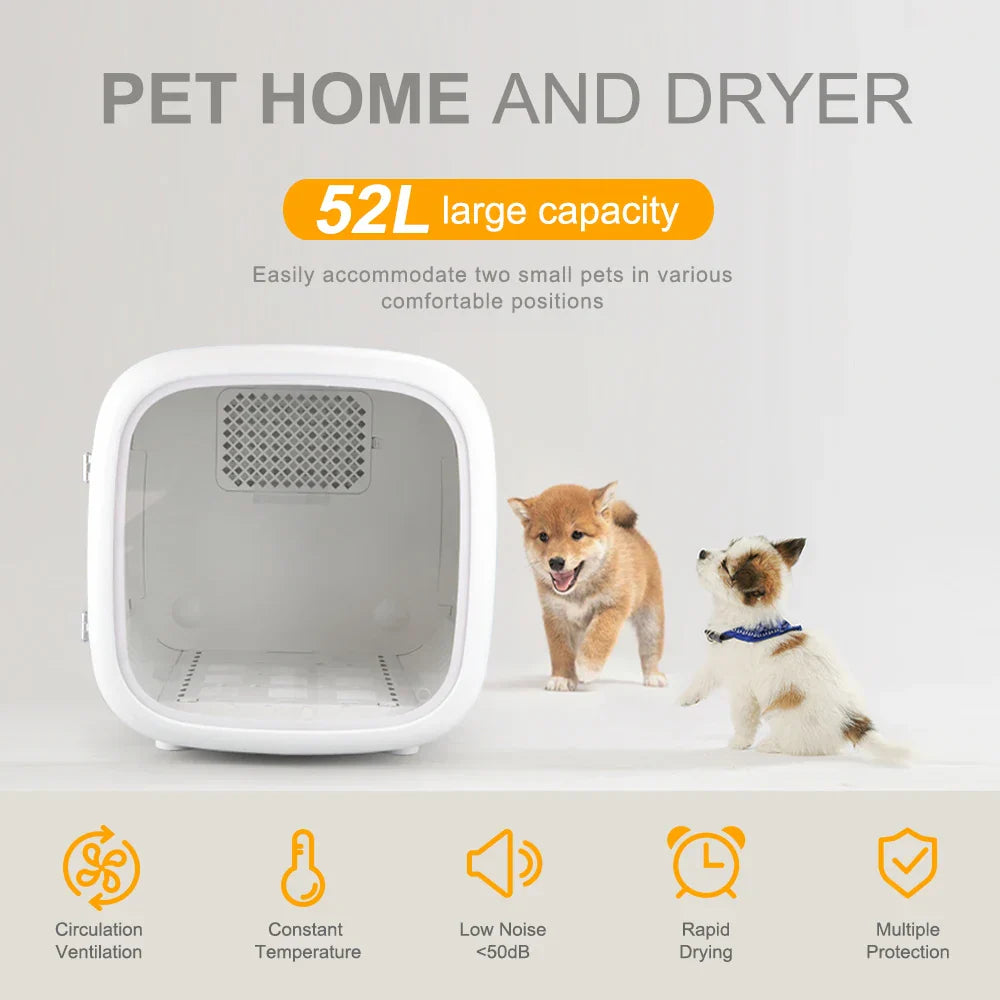KFX-568467 Pet Hair Dryer Box with Smart Temperature Control for Small Dogs and Cats - Low Noise Design