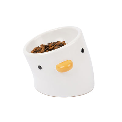 KFX-5685565 Ceramic Slanted Tall Pet Water Bowl with Waterproof Placemat for Dogs and Cats