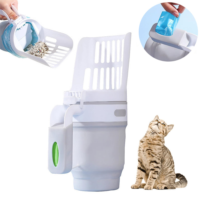 KFX-5686973 Cat Litter Scoop with Refill Bags - Self-Cleaning Waste Bin System for Cats and Dogs
