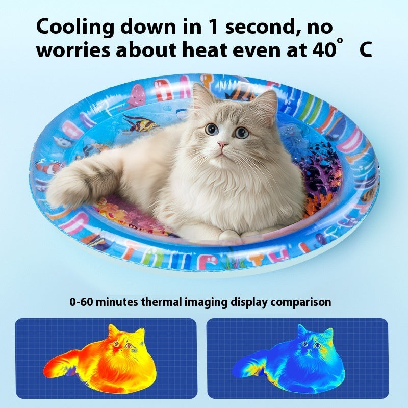 KFX-5687229 Cooling Water Mattress for Pets - Inflatable PVC Design for Summer Relaxation