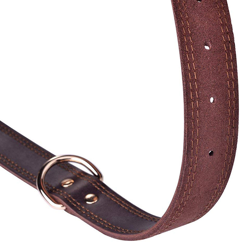 KFX-5687357 Cowhide Dog Collar in Black and Light Brown - Available in Sizes S, M, L (38-65cm)
