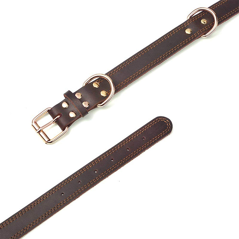 KFX-5687357 Cowhide Dog Collar in Black and Light Brown - Available in Sizes S, M, L (38-65cm)