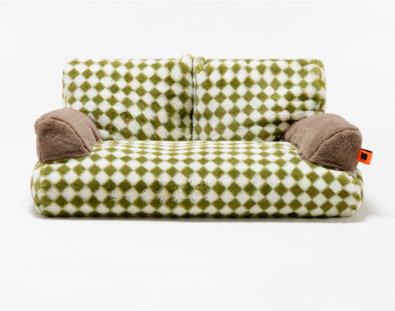 KFX-5689405 Warm Removable Washable Cat Litter Bed - Retro Diamond Design, Cloth Material, 66x37x33cm