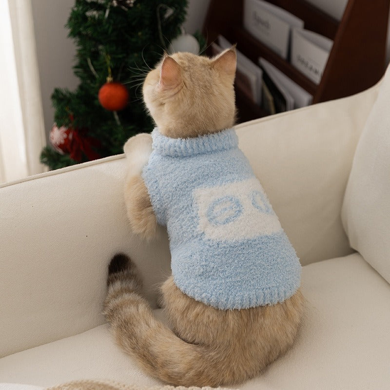 KFX-5689917 Cozy Pet Sweater with Owl Design, Warm Pullover for Cats and Small Dogs