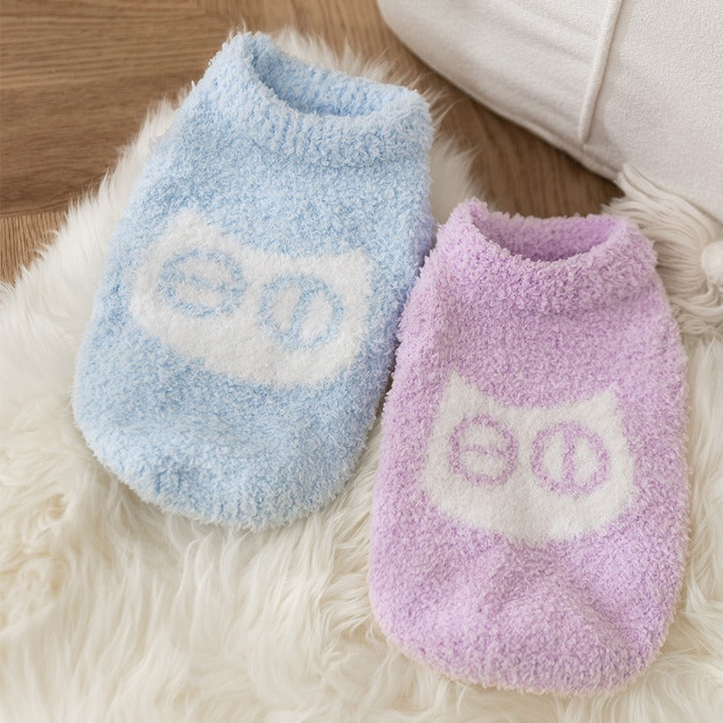 KFX-5689917 Cozy Pet Sweater with Owl Design, Warm Pullover for Cats and Small Dogs