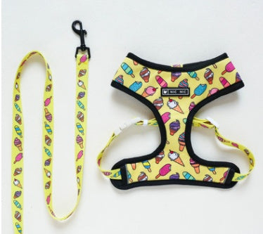 KFX-5690429 Breathable Mesh Chest Strap with Traction Rope for Pets - Unicorn Design