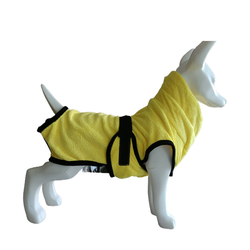 KFX-5690813 Thick Microfiber Absorbent Pet Bathrobe Towel for Dogs in Pink, Beige, Blue, and Yellow