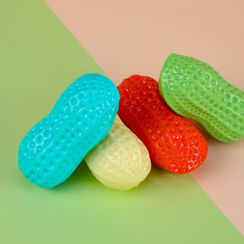 KFX-5691965 Durable TPR Peanut Dog Toy with Sound - Bite Resistant, Multi-Color Options