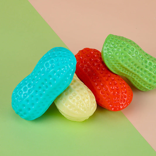 KFX-5691965 Durable TPR Peanut Dog Toy with Sound - Bite Resistant, Multi-Color Options