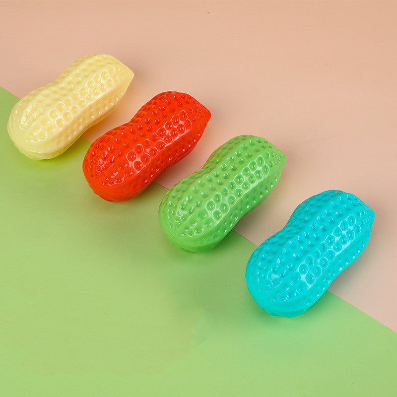 KFX-5691965 Durable TPR Peanut Dog Toy with Sound - Bite Resistant, Multi-Color Options