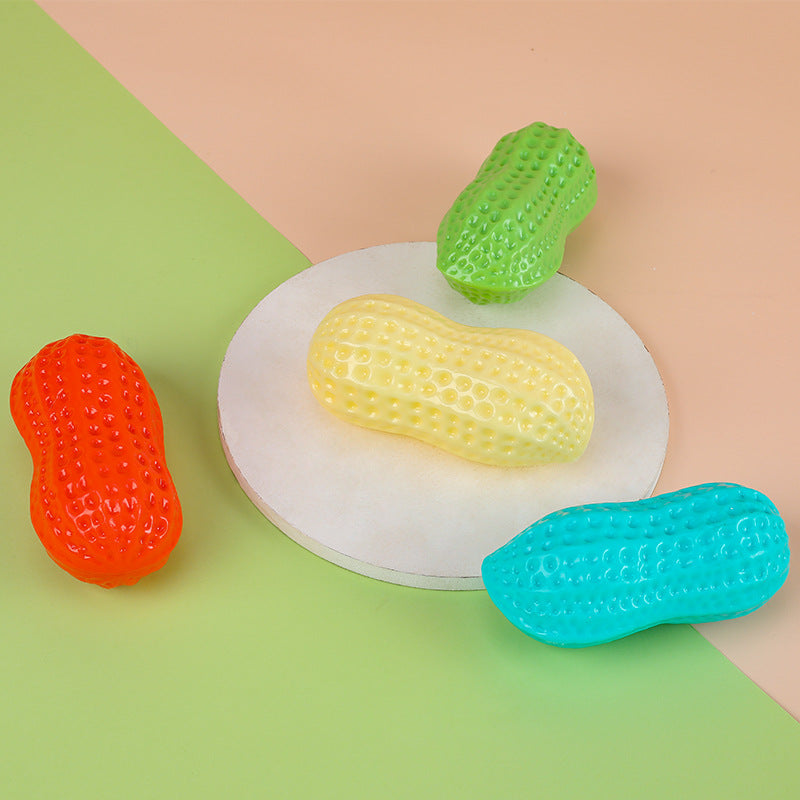 KFX-5691965 Durable TPR Peanut Dog Toy with Sound - Bite Resistant, Multi-Color Options
