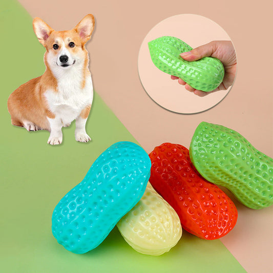 KFX-5691965 Durable TPR Peanut Dog Toy with Sound - Bite Resistant, Multi-Color Options