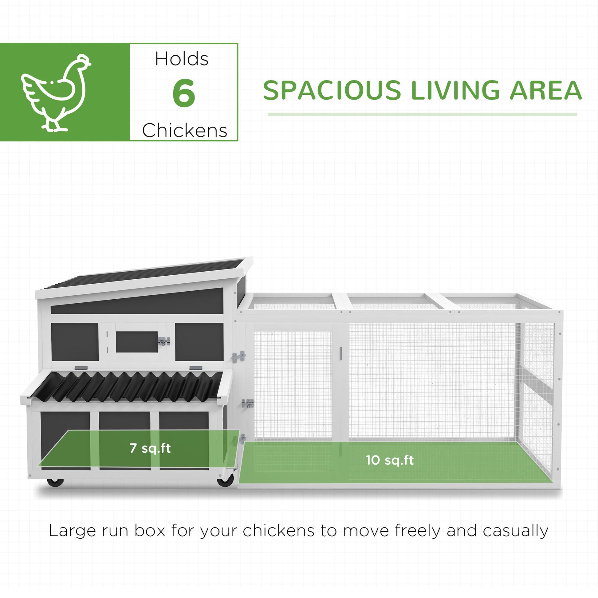 KFX-5694781 Spacious Chicken Coop with Nesting Box for Up to 6 Chickens