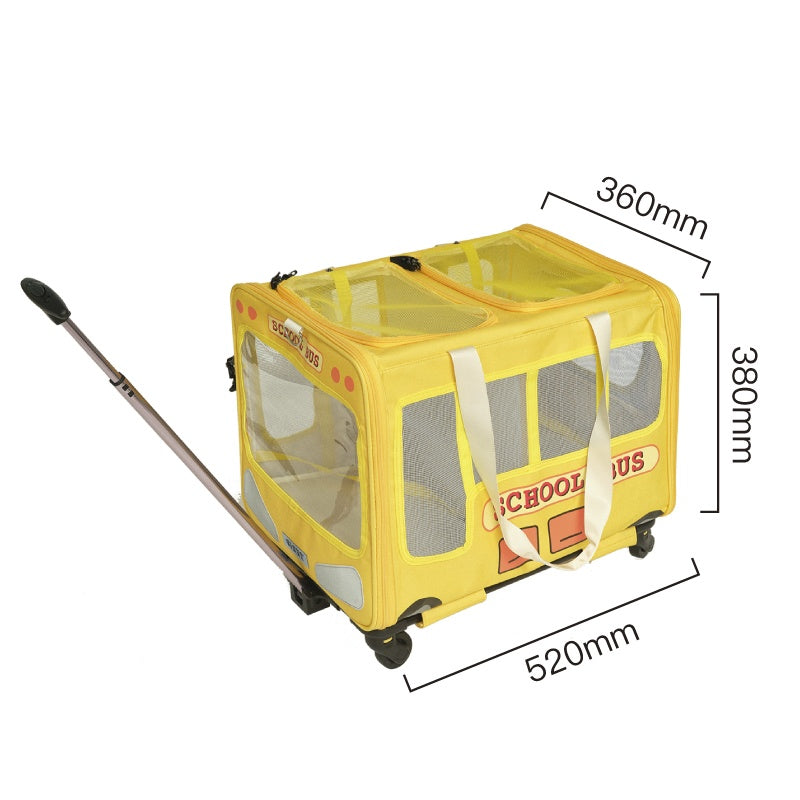 KFX-5695165 Campus Bus Pet Travel Bag for Cats and Small Dogs - Durable Oxford Fabric, Telescopic Rod, Multi-Pet Family Friendly