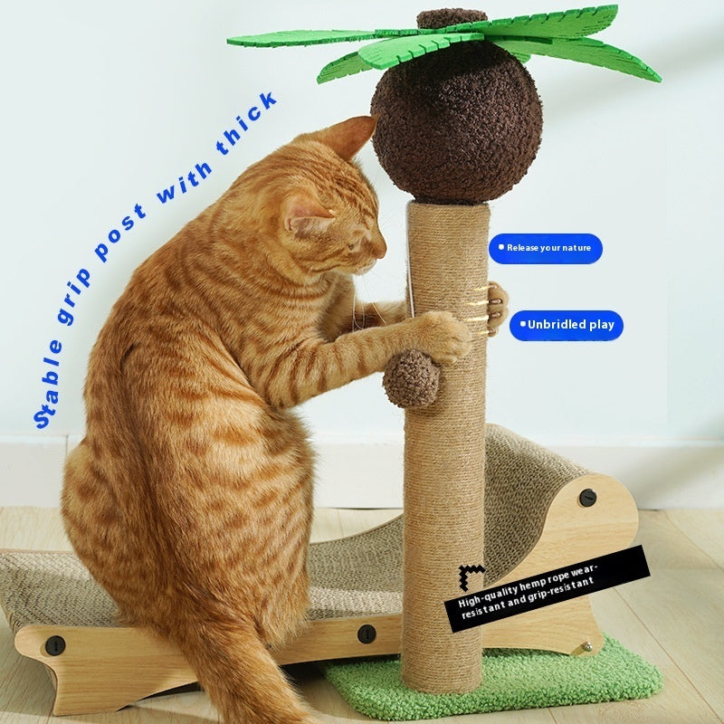 KFX-5696189 Multifunctional Wooden Cat Beach Chair with Scratch Board and Chamfered Design