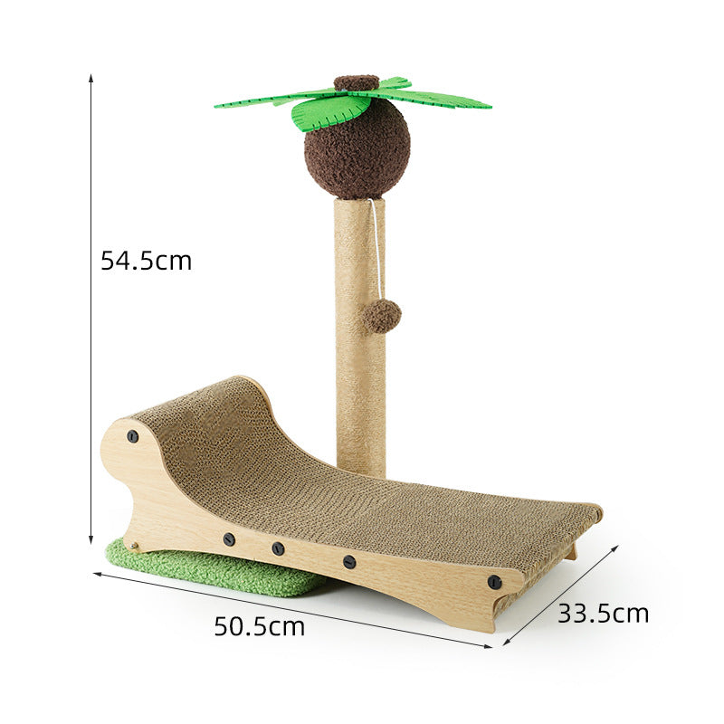 KFX-5696189 Multifunctional Wooden Cat Beach Chair with Scratch Board and Chamfered Design