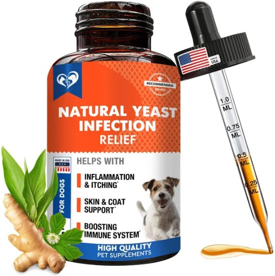 KFX-5696957 Natural Yeast Infection Relief for Dogs - Itchy Skin & Ear Treatment Drops, Reduces Inflammation & Irritation, Promotes Skin Health