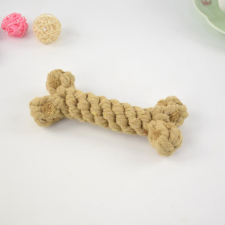 KFX-5697725 Durable Cotton Rope Dog Toy Bone for Chewing and Tugging, 15cm