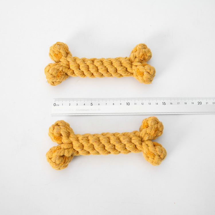 KFX-5697725 Durable Cotton Rope Dog Toy Bone for Chewing and Tugging, 15cm