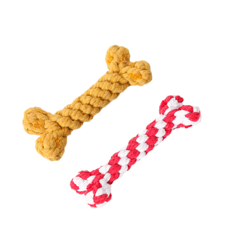KFX-5697725 Durable Cotton Rope Dog Toy Bone for Chewing and Tugging, 15cm