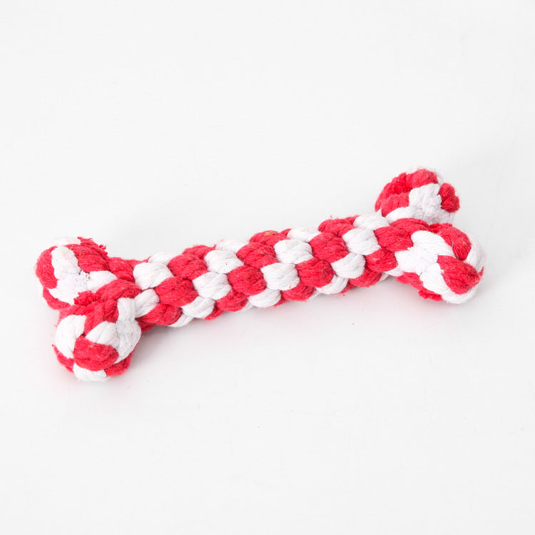 KFX-5697725 Durable Cotton Rope Dog Toy Bone for Chewing and Tugging, 15cm