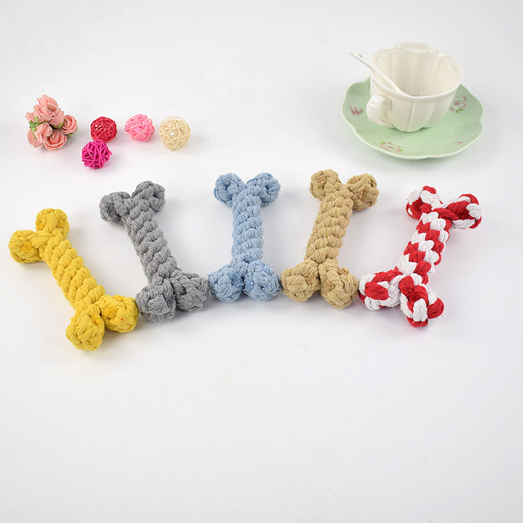 KFX-5697725 Durable Cotton Rope Dog Toy Bone for Chewing and Tugging, 15cm