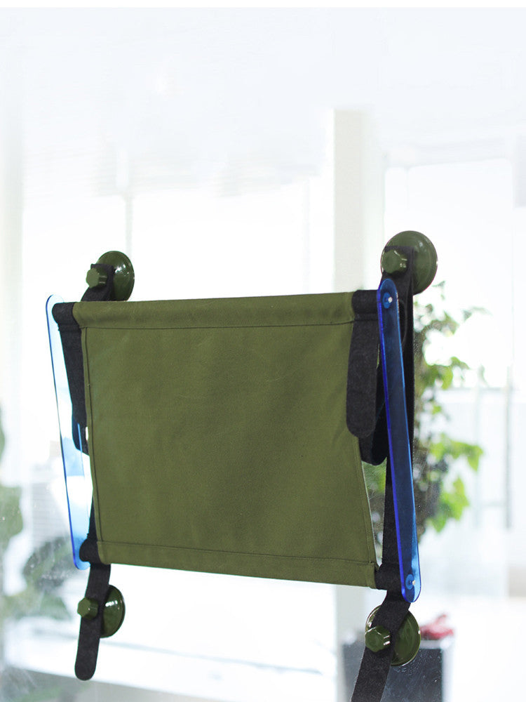 KFX-5698493 Window Sill Cat Hammock with Suction Cups - Comfortable Pet Bed in Green and Blue, Holds up to 35 kg