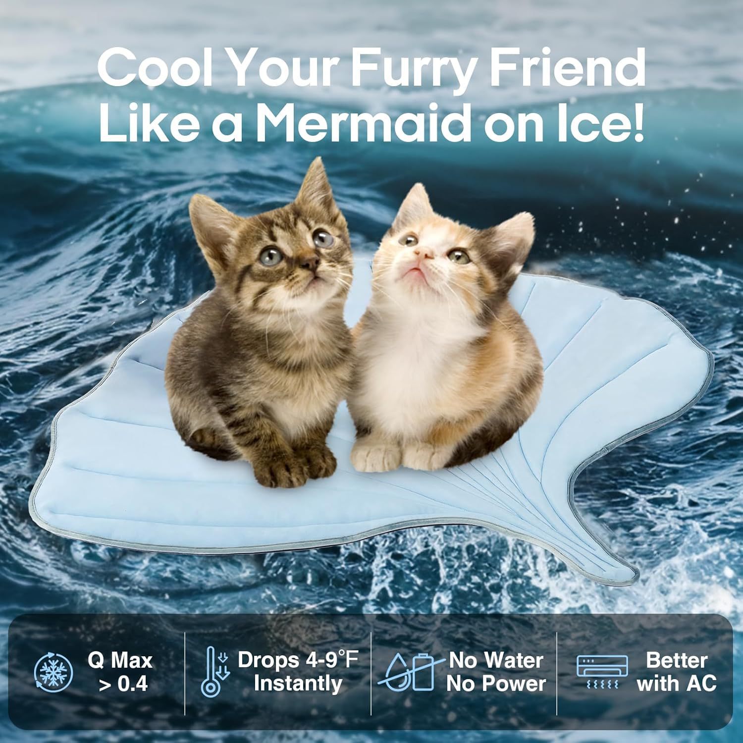 KFX-5698749 Summer Cat Ice Pad Pet Mat in Ginkgo Leaf Design - Available in Light Blue and Light Green Colors