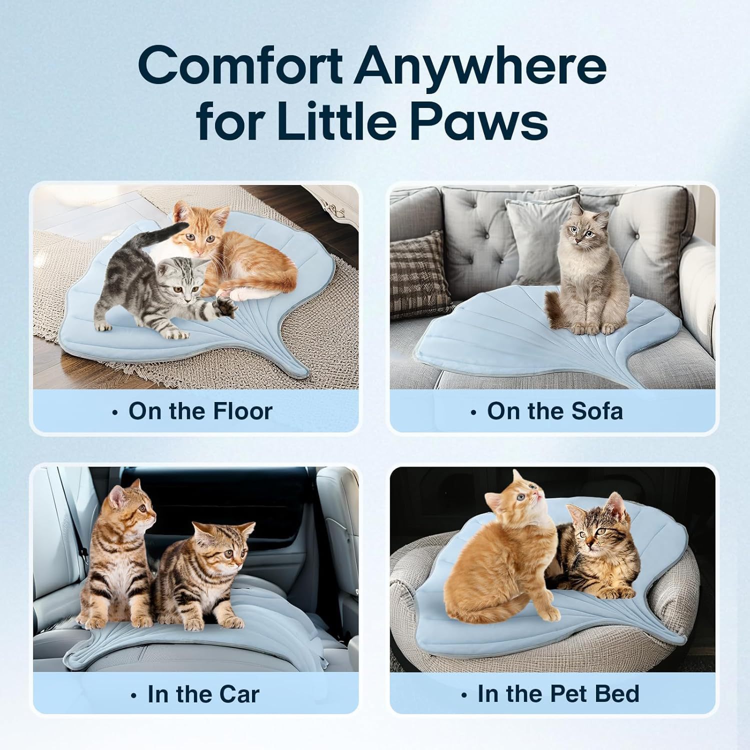 KFX-5698749 Summer Cat Ice Pad Pet Mat in Ginkgo Leaf Design - Available in Light Blue and Light Green Colors