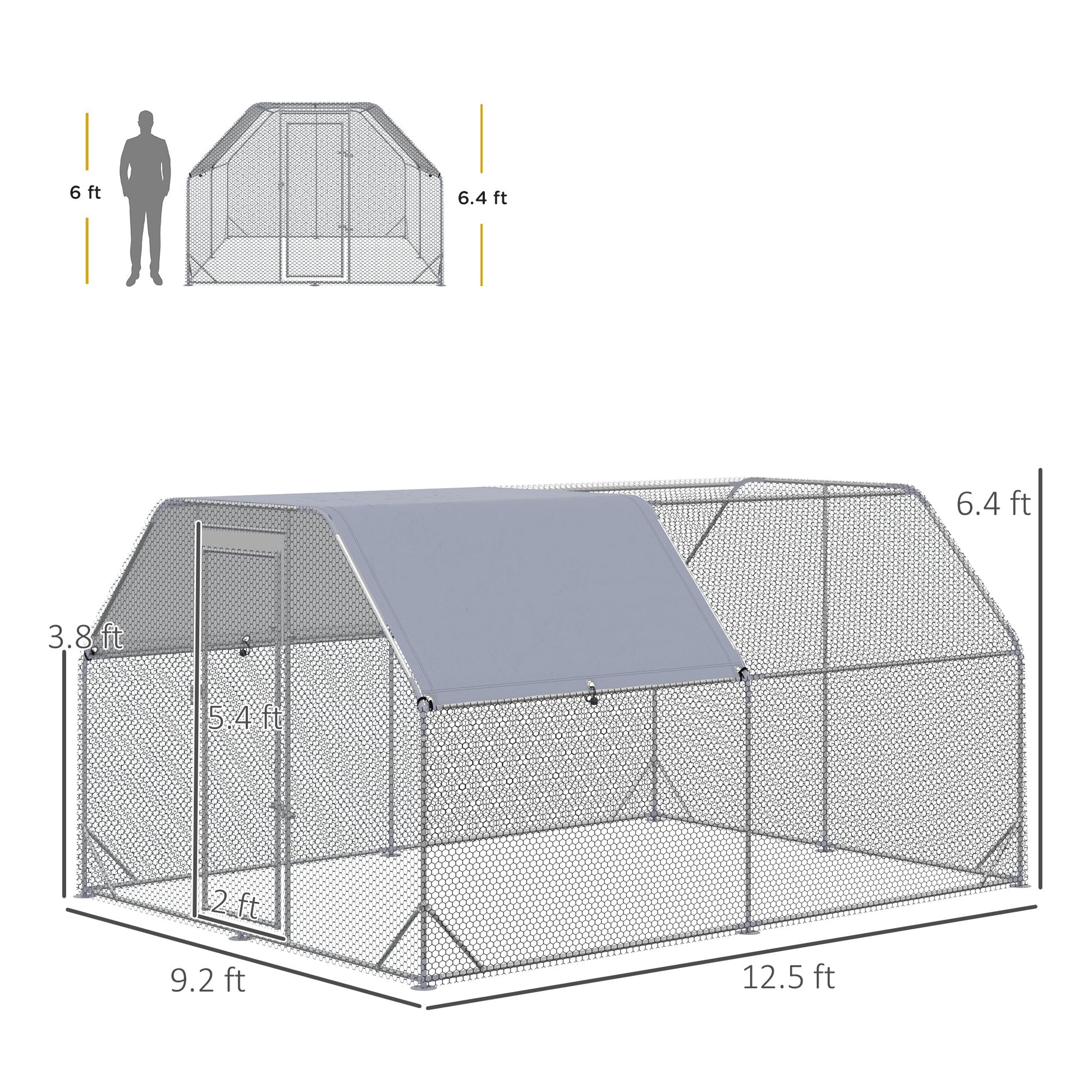 KFX-5700541 Large Walk-In Chicken Coop with Waterproof Cover and UV Protection