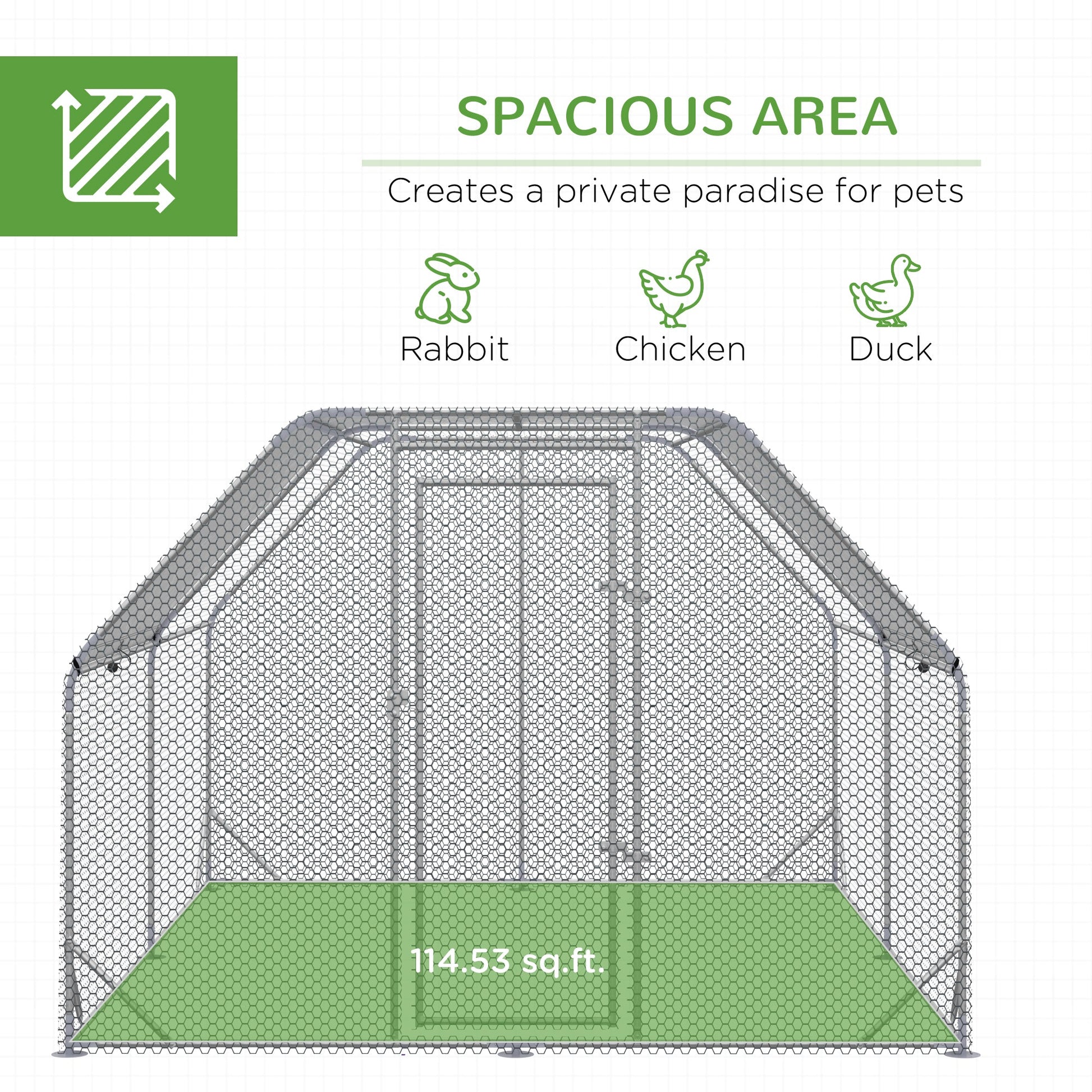 KFX-5700541 Large Walk-In Chicken Coop with Waterproof Cover and UV Protection