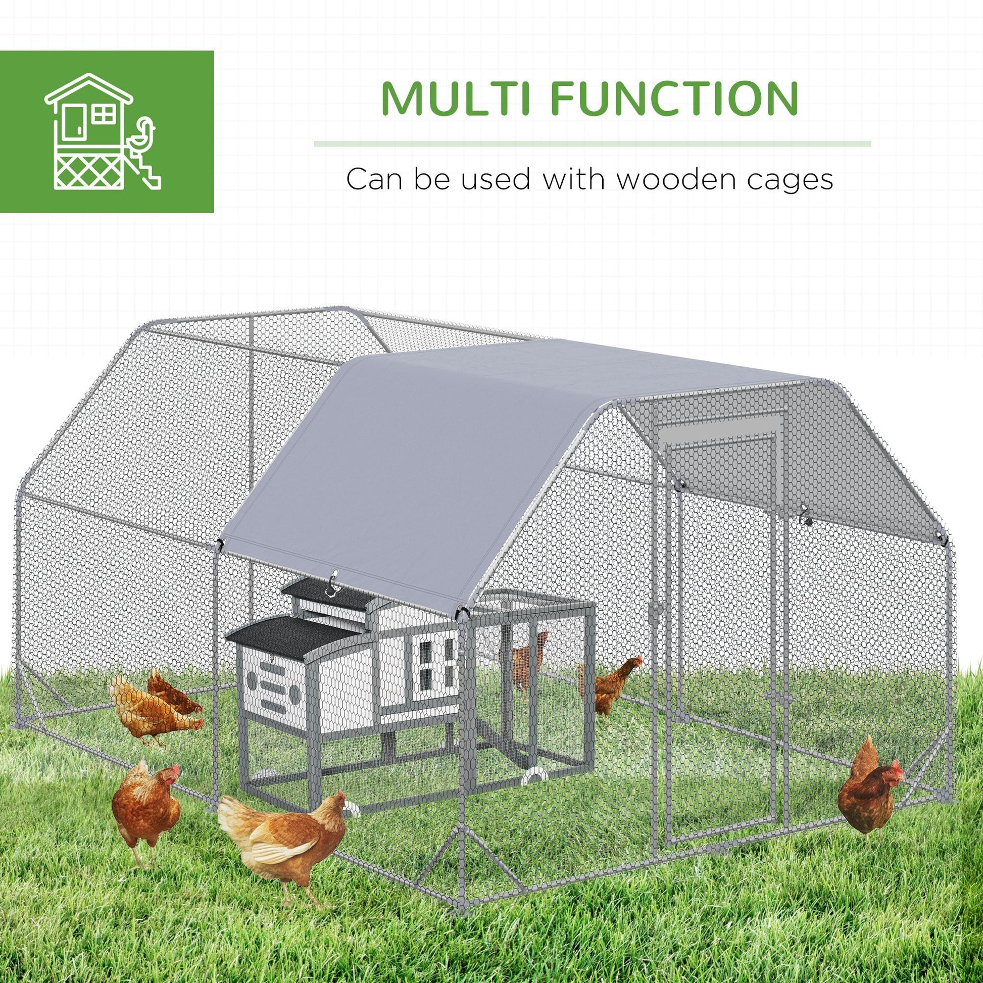 KFX-5700541 Large Walk-In Chicken Coop with Waterproof Cover and UV Protection
