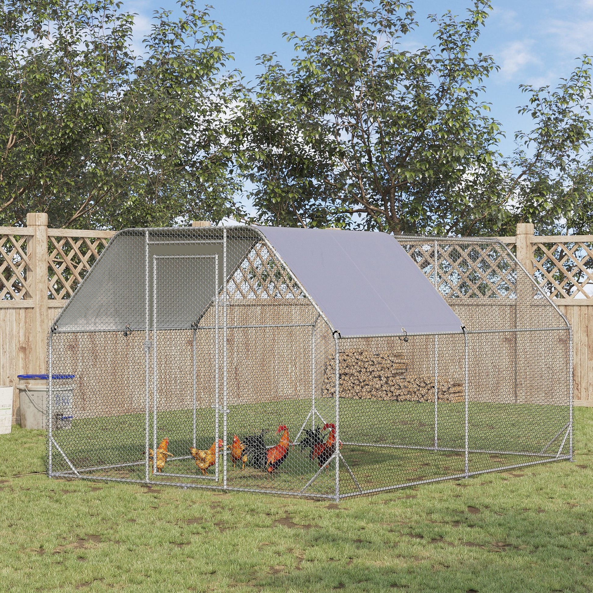 KFX-5700541 Large Walk-In Chicken Coop with Waterproof Cover and UV Protection