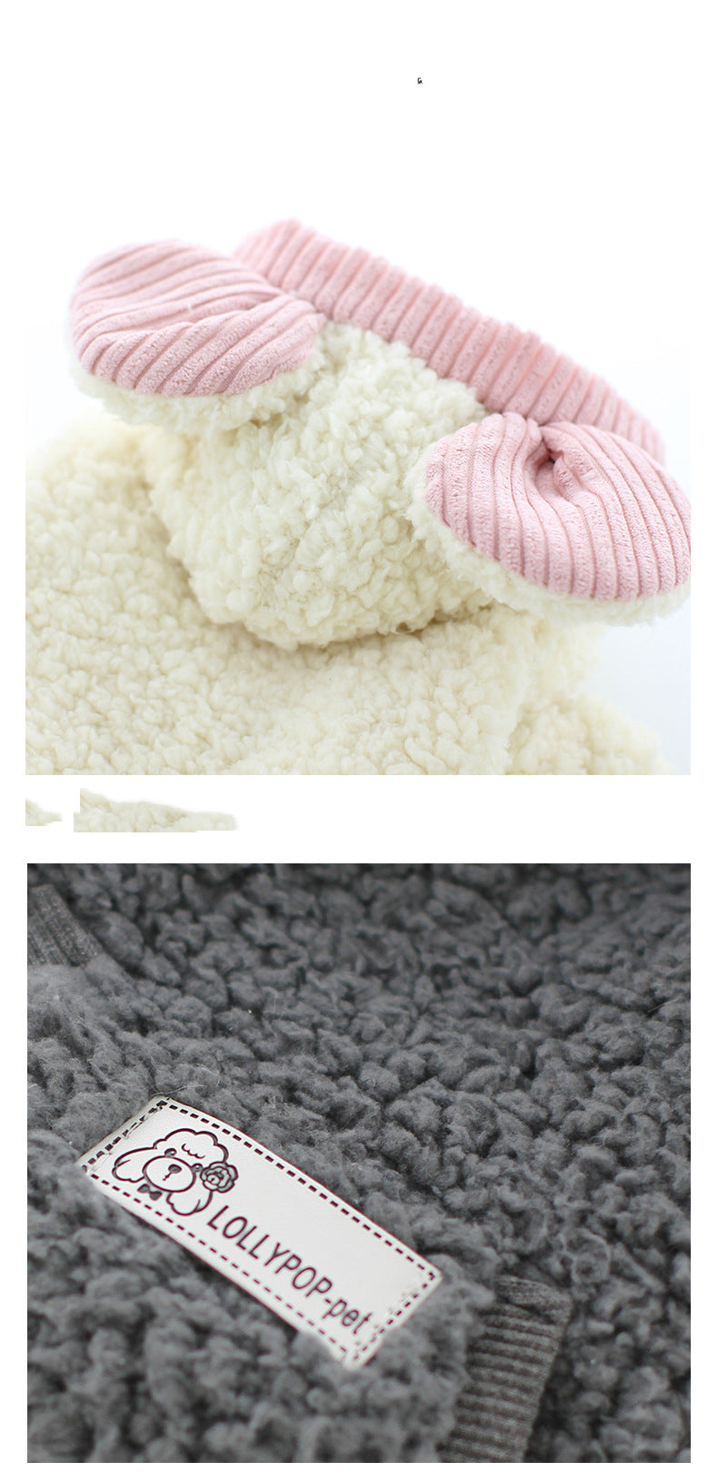 KFX-5701309 Cute Cotton Coat for Small Dogs - Bubble Wool, Big Ears Design, XS-XL Size Options