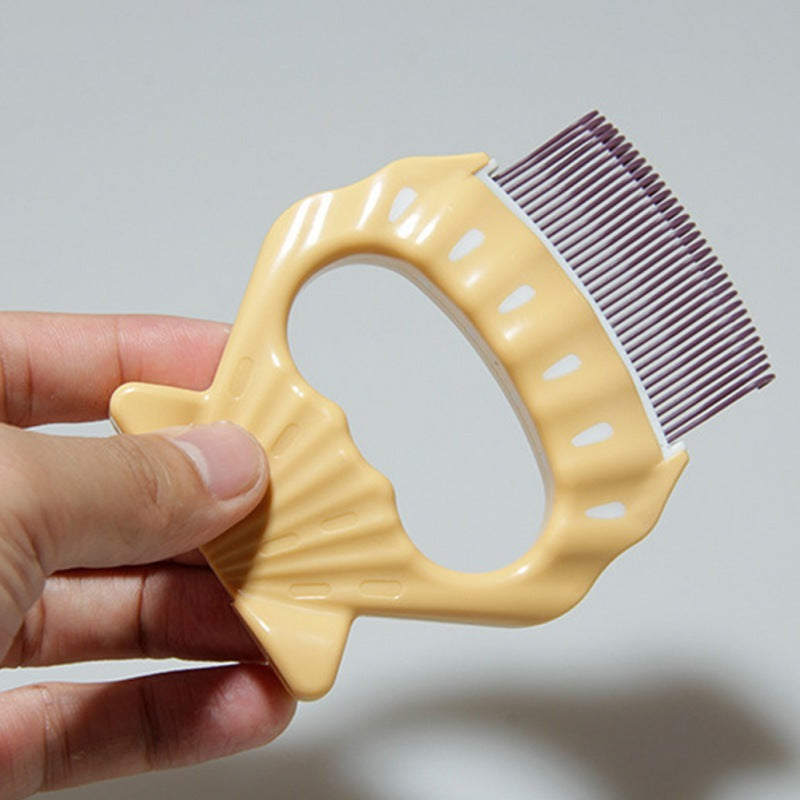 KFX-5704125 Shell-Shaped Pet Grooming Brush for Dogs and Cats - Effective Loose Hair Remover and Massage Tool