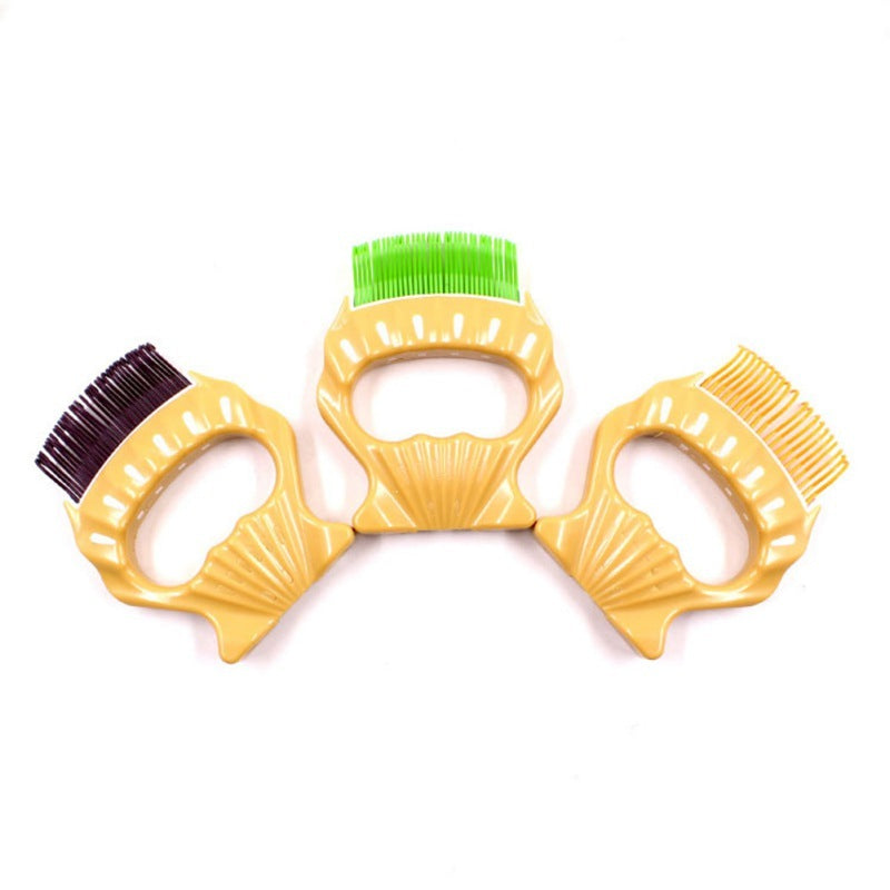 KFX-5704125 Shell-Shaped Pet Grooming Brush for Dogs and Cats - Effective Loose Hair Remover and Massage Tool