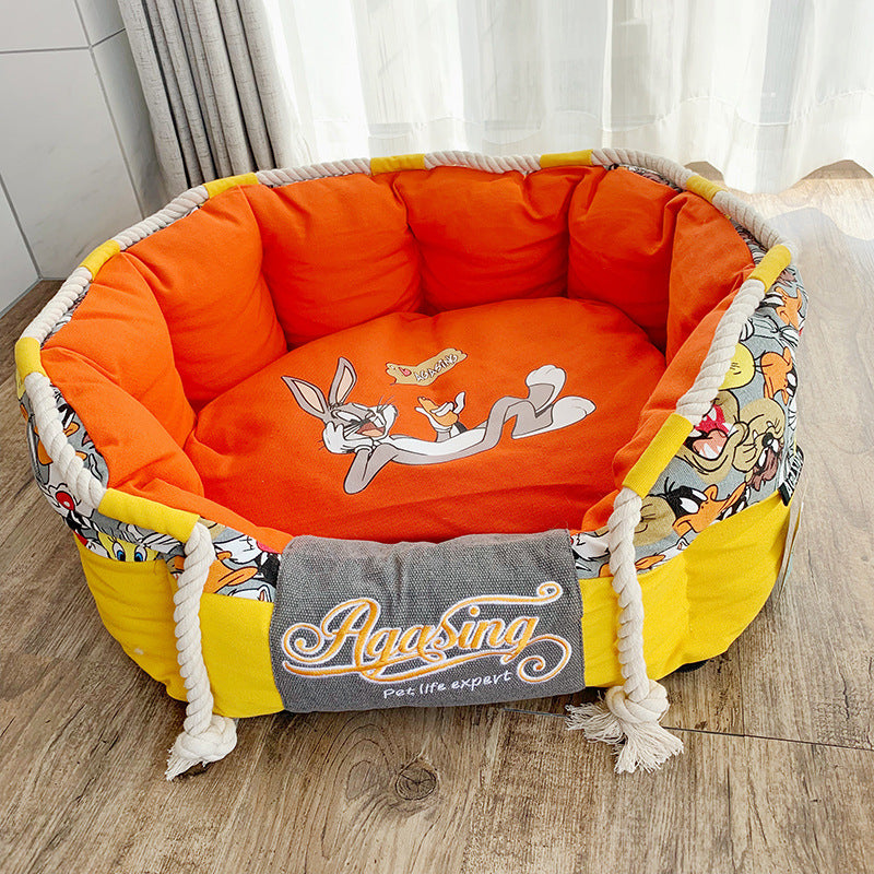 KFX-5706685 Cozy Cloth Teddy Bear Schnauzer Pet Nest for Your Furry Friend