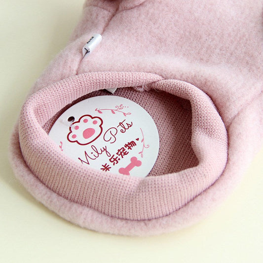 KFX-5706813 Cozy Fleece Dog Clothes for Autumn and Winter in Gray and Lotus Root Pink