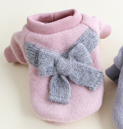 KFX-5706813 Cozy Fleece Dog Clothes for Autumn and Winter in Gray and Lotus Root Pink