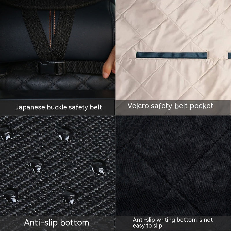 KFX-5708861 Comfortable Oxford Cloth Rear Dog Bed for Cars - Black and Khaki, 127x35x55cm