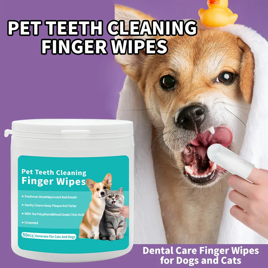 KFX-5710269 Pet Cleaning Wipes for Teeth and Ears - 100% Non-Woven Fabric, 100 Pieces Total