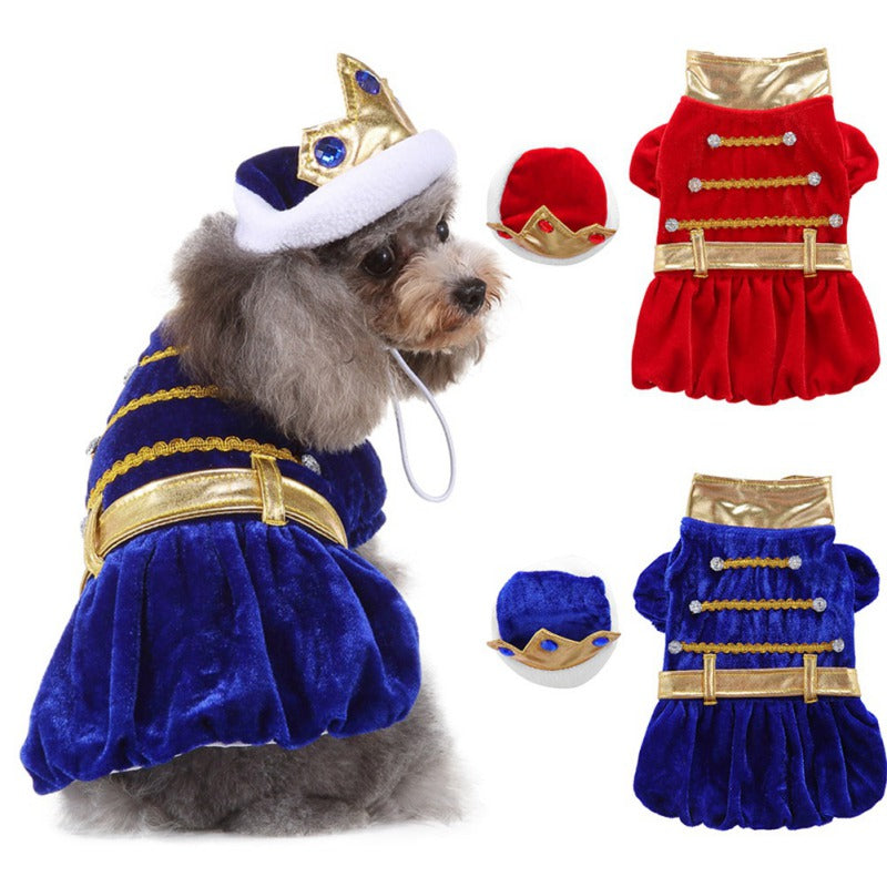 KFX-5710781 Personalized Halloween Dog Dress in Red or Blue - Comfortable Acrylic Pet Outfit