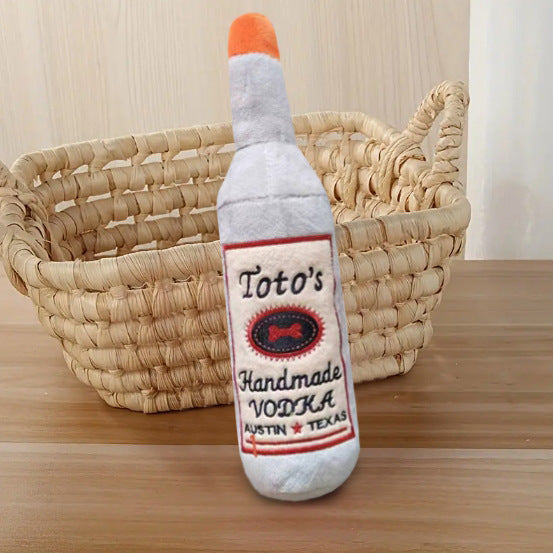 KFX-5711037 Pet Plush Wine Bottle Dog Toy with Sound for Molar Chewing