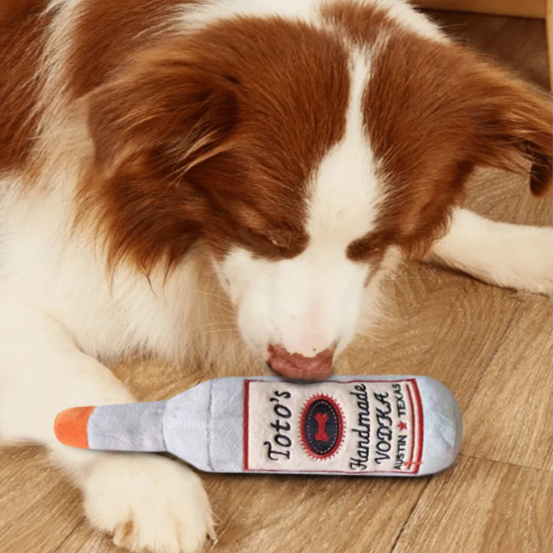 KFX-5711037 Pet Plush Wine Bottle Dog Toy with Sound for Molar Chewing