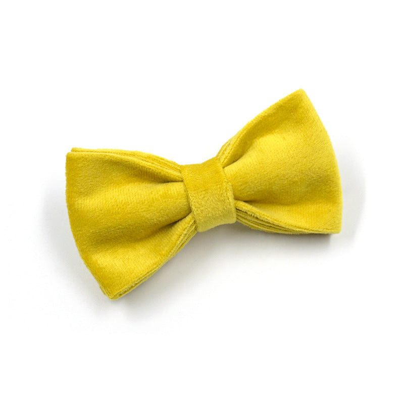 KFX-5712189 Elegant Yellow and Green Velvet Dog Collar and Leash Set with Bow