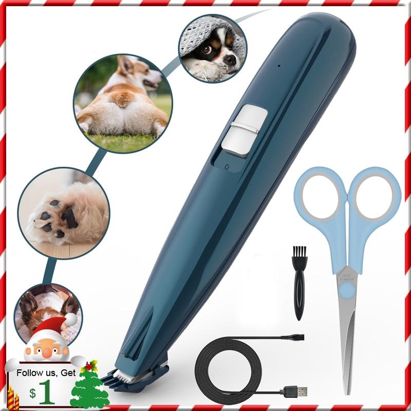 KFX-5713981 LED Paw Trimmer for Cats and Dogs - Pet Foot Hair Clipper with USB Charging and Accessories