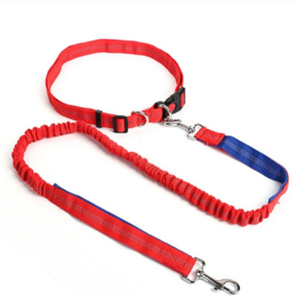 KFX-5717949 Elastic Traction Rope Dog Leash with Waistband and Reflective Strip for Hands-Free Walking and Jogging