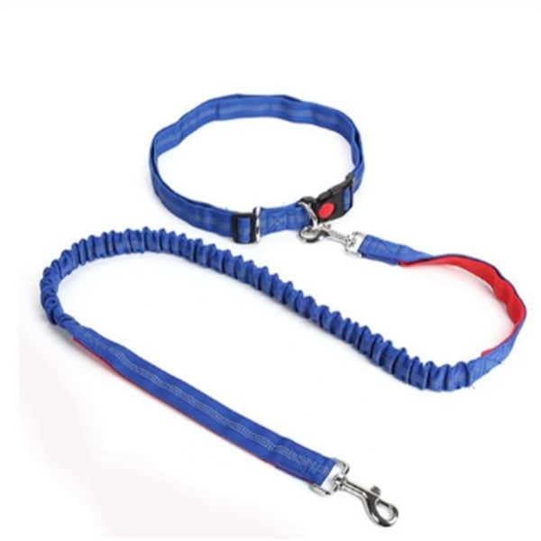 KFX-5717949 Elastic Traction Rope Dog Leash with Waistband and Reflective Strip for Hands-Free Walking and Jogging