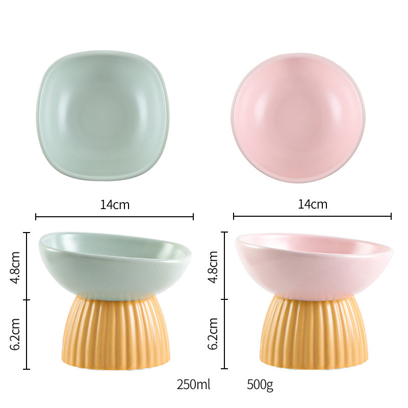 KFX-5718333 Ceramic Pet Bowl Collection with Vertical Pattern Design in Multiple Shapes and Colors