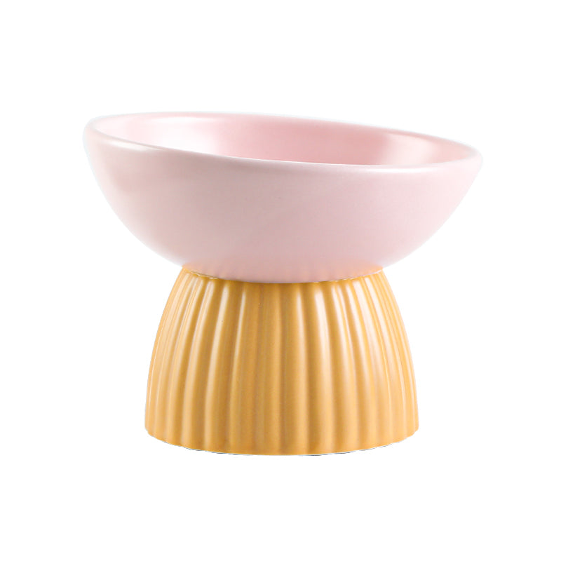 KFX-5718333 Ceramic Pet Bowl Collection with Vertical Pattern Design in Multiple Shapes and Colors